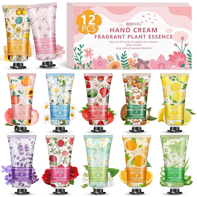 12 Pack Hand Cream Gift Set For Women, Mothers Day Gifts, Teacher Appreciation by BESNEL
