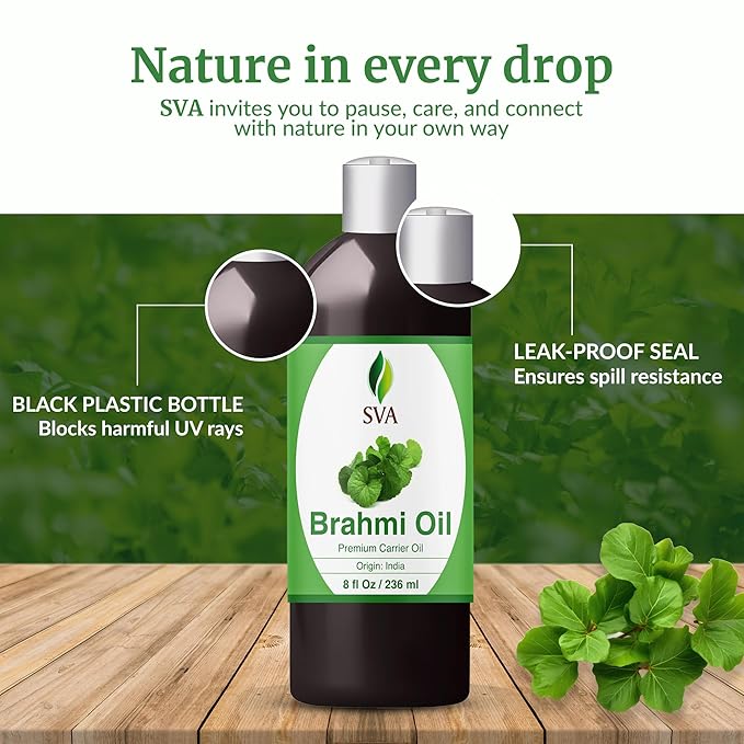 SVA Brahmi Oil - 8 Fl Oz – 100% Natural Cold Pressed Brahmi Oil - - Image 7