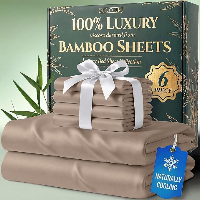 DECOLURE 100% Viscose Derived from Bamboo Sheets Queen Size by DECOLURE