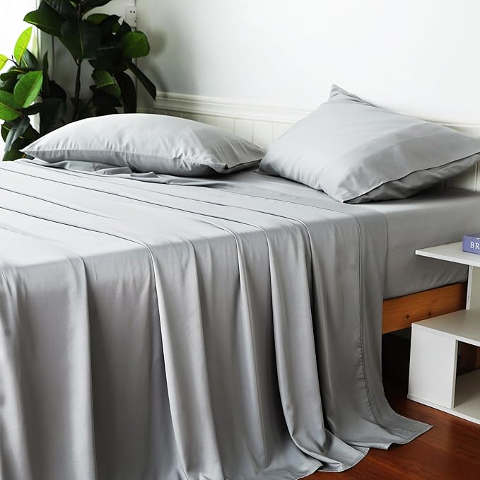 Bamboo Viscose Flat Sheets Only, 400 Thread Count Sateen Weave Cal King Size - Image 6