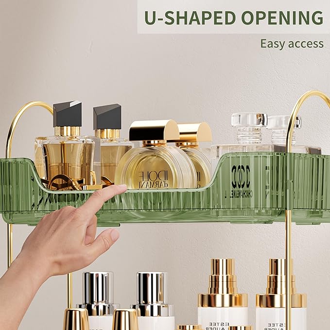 Akinbas 2 Tier Bathroom Organizer Countertop Makeup Perfume Tray Skincare - Image 4