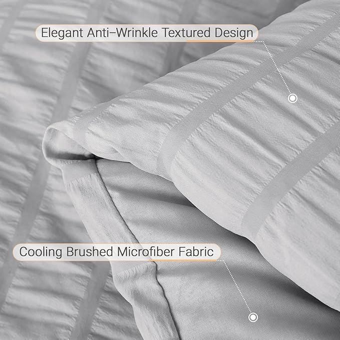 MUXHOMO 7 Pieces Queen Comforter Set, Seersucker Bed in a Bag Queen Size - Image 6