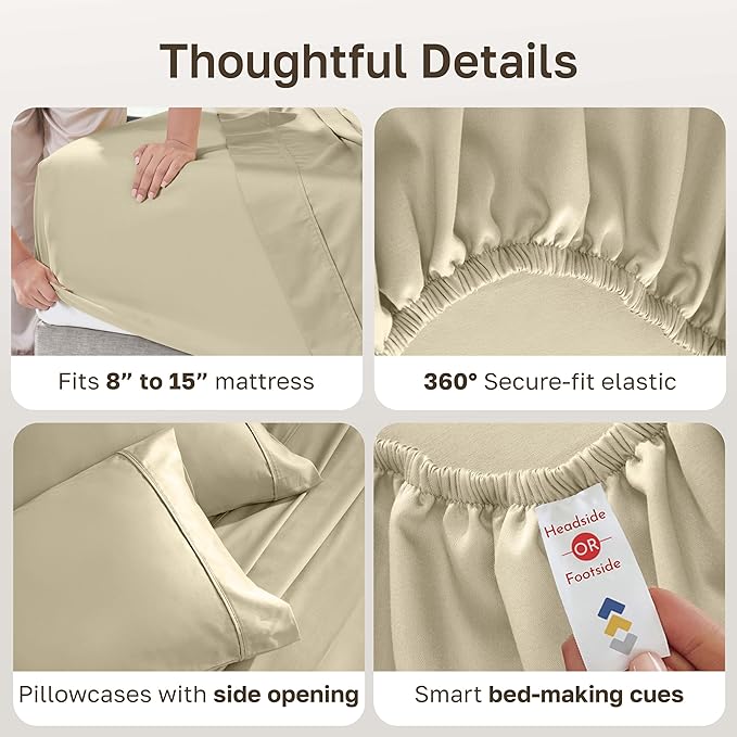 California Design Den Soft 100% Cotton Bed Sheets Split King Size Set, 400 TC - Image 6