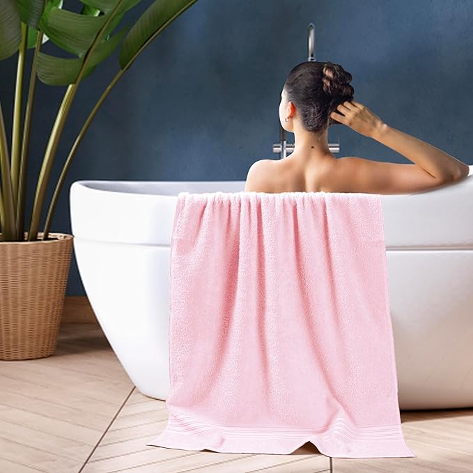 BOUTIQUO 100% Cotton 2 Pack Bath Towel Set 28x55 inches, Eco-Friendly Large - Image 5