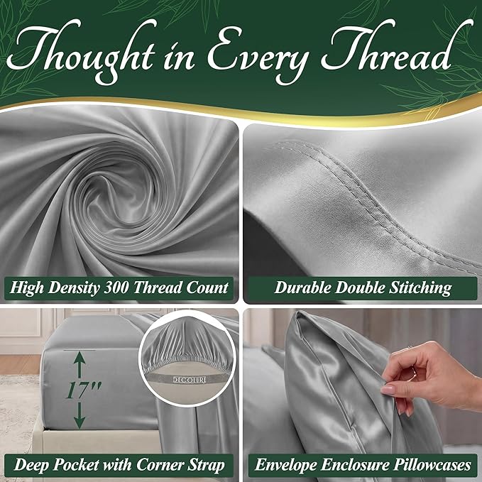 DECOLURE 100% Viscose Derived from Bamboo Sheets Twin Size - Image 4