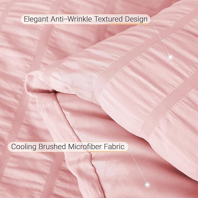 MUXHOMO 5 Pieces Twin XL Comforter Set, Seersucker Bed in a Bag Twin XL Size - Image 6