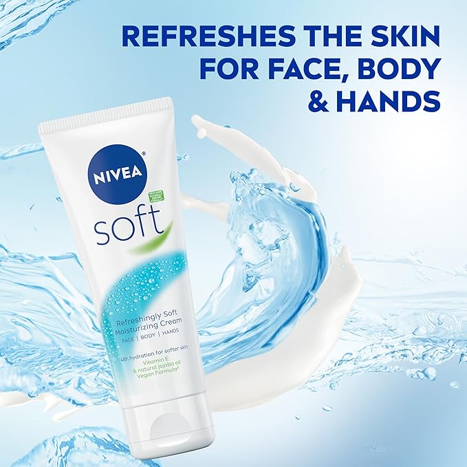 NIVEA Soft Refreshingly Soft Moisturizing Cream, Lightweight Moisturizer - Image 3