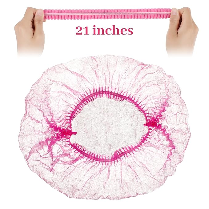 100 Pcs Disposable Nonwoven Bouffant Caps 21 Inch Hair Net Elastic Cap Hair - Image 4