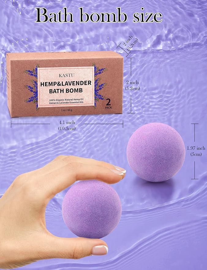 Bath Bombs, 2 Pack Fizzy Spa Gift Natural Hemp Oil Extract and Lavender - Image 6