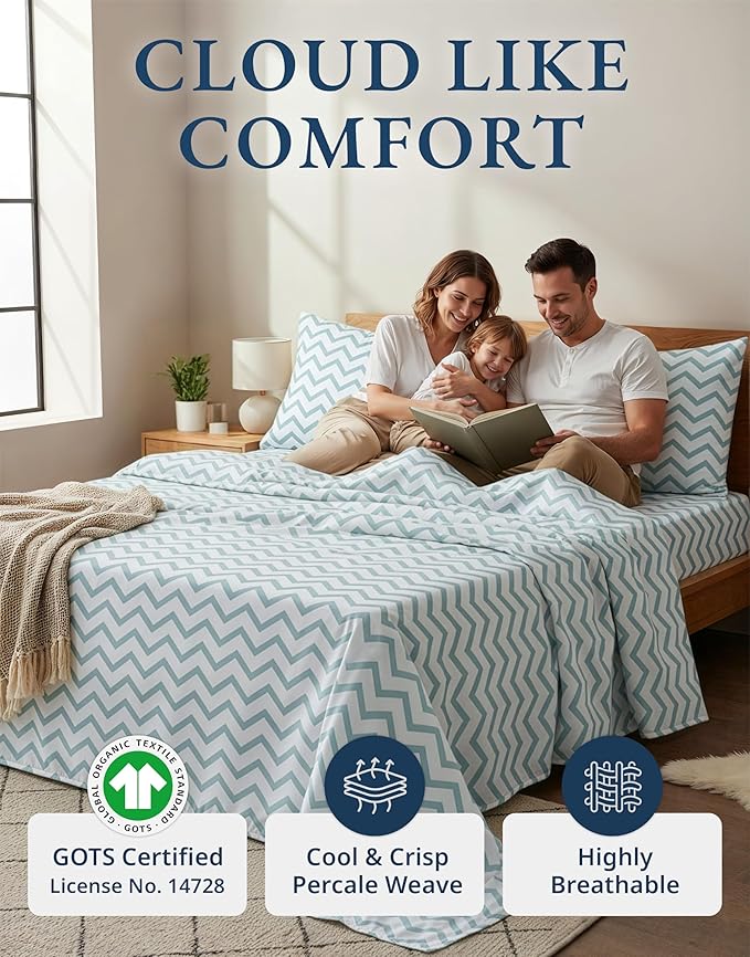 LANE LINEN 100% Organic Cotton Sheets Queen, Soft & Comfy Fade Resistant - Image 2