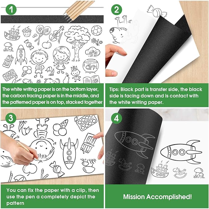 Carbon Paper for Tracing Graphite Transfer-Paper - PSLER 30 Pcs Black Graphite Paper for Tracing Drawing Patterns on Wood Projects Canvas Fabric Artist Lettering Sketch Drawing A4 8.27 X 11.81 Inch