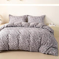 OAITE Grey Fallen Leaves Twin Size Duvet Cover-3 Pieces Prewashed Cotton-Like by OAITE