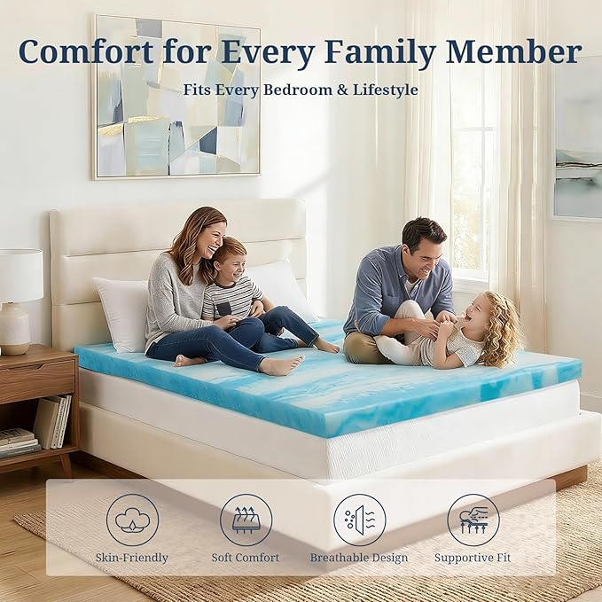 IULULU Twin Size Mattress Topper, 2 Inch Gel Memory Foam Topper, Light Comfort - Image 7