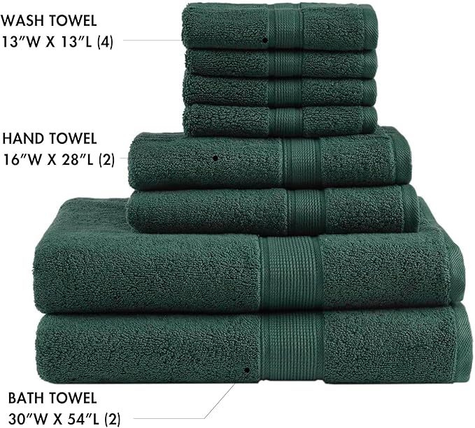 Madison Park 800GSM Bathroom Towel Set of 8 100% Cotton Bath Towel Set - Image 4