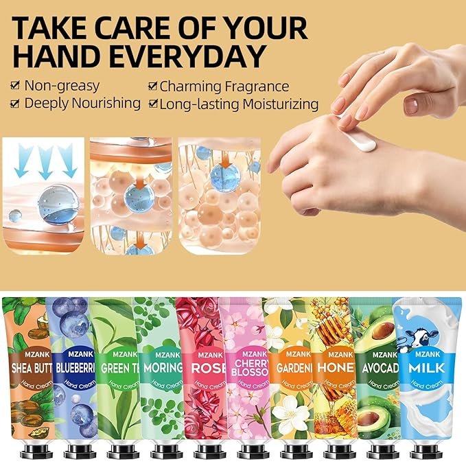 MZANK 14 Pack Hand Cream for Dry Cracked Hands, Mothers Day Gifts, Teacher - Image 5
