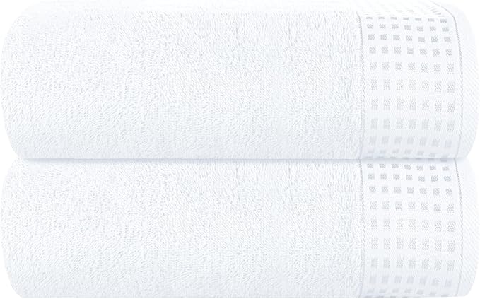 GLAMBURG Cotton 2 Pack Oversized Bath Sheet 35 x 70, Large Bath Sheet, Ultra by GLAMBURG