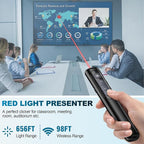 Wireless Presentation Clicker with Red Laser Pointer,Hyperlink Volume Control Powerpoint Clicker for Mac Computer Keynote Prezi Google, Presenter Remote PPT Clicker for Presentations