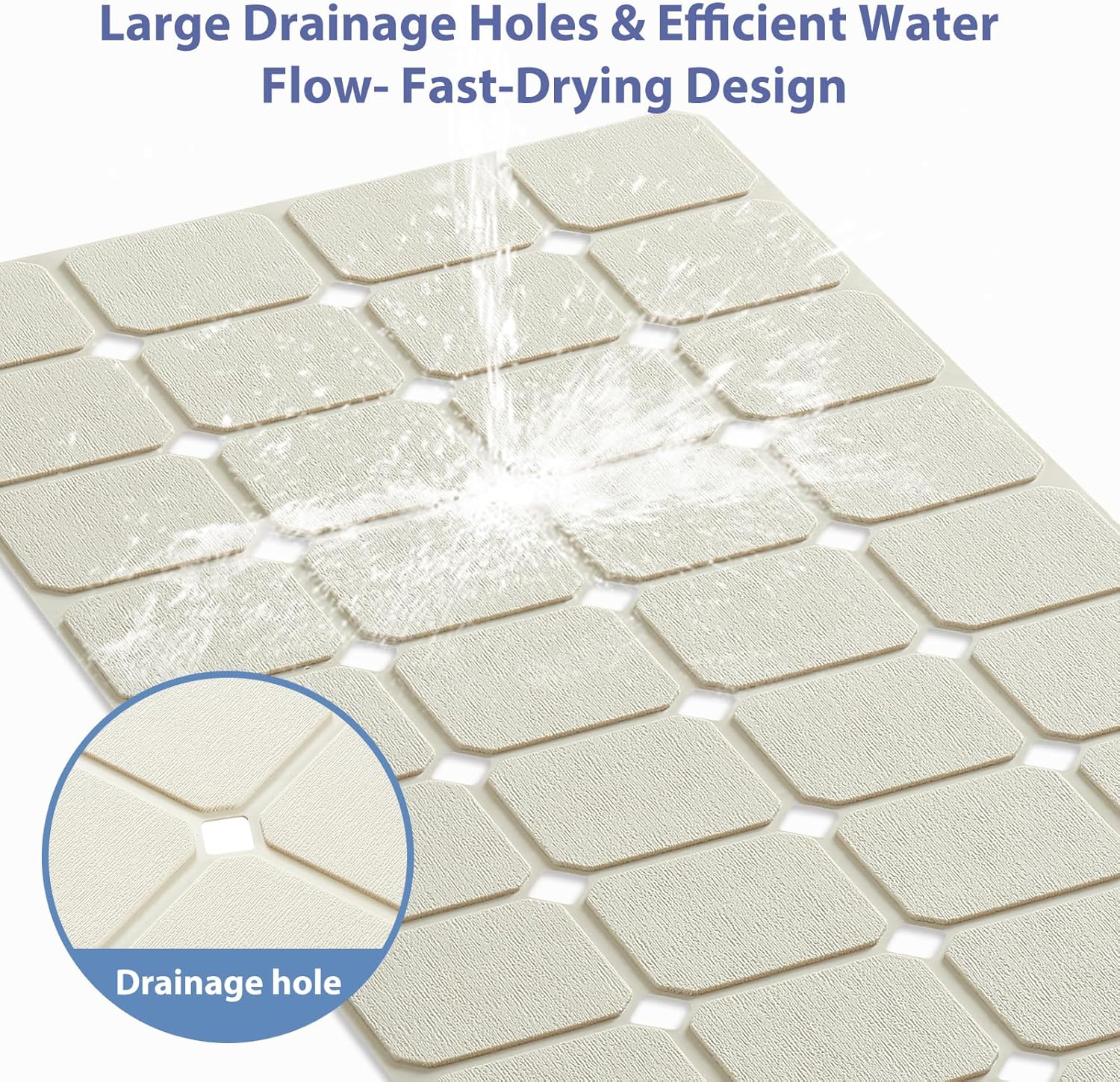 Bathtub Mat Non Slip Silicone Foldable Extra Long Tub Mat Strong Suction Cups & Large Drain Holes, Durable,Machine Washable for Smooth Surfaces Shower Mat, Ideal for Families Beige,15"x40" Beige