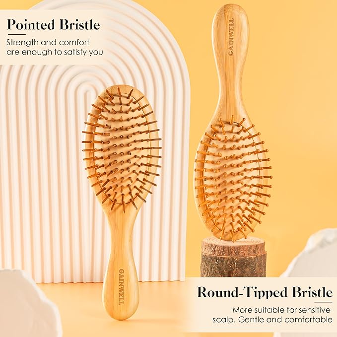 GAINWELL Hair Brush for Hair Growth, Bamboo Bristles Detangling Wooden Paddle - Image 6