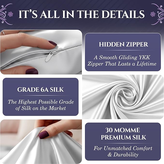 DECOLURE 100% Pure Mulberry Silk Pillow Case Standard Size – Highest Grade 30 - Image 4