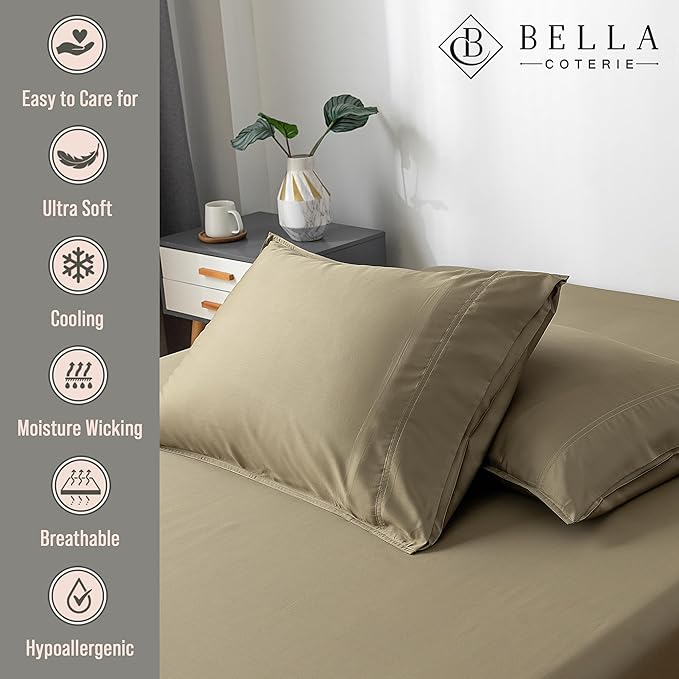 BELLA COTERIE | Luxury Bamboo Viscose Standard Size Pillowcase Set | 100% - Image 2