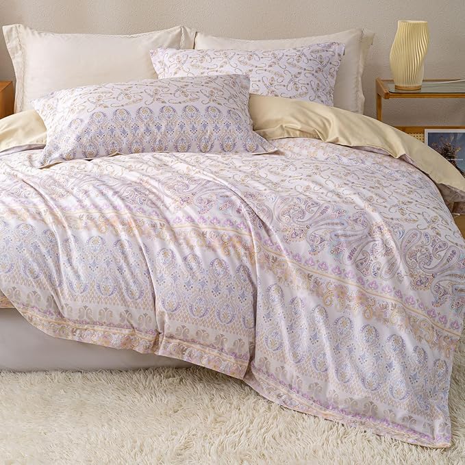 OAITE Duvet Cover Set King Size Floral Pattern Ultra Soft 100% Cotton Duvet - Image 2