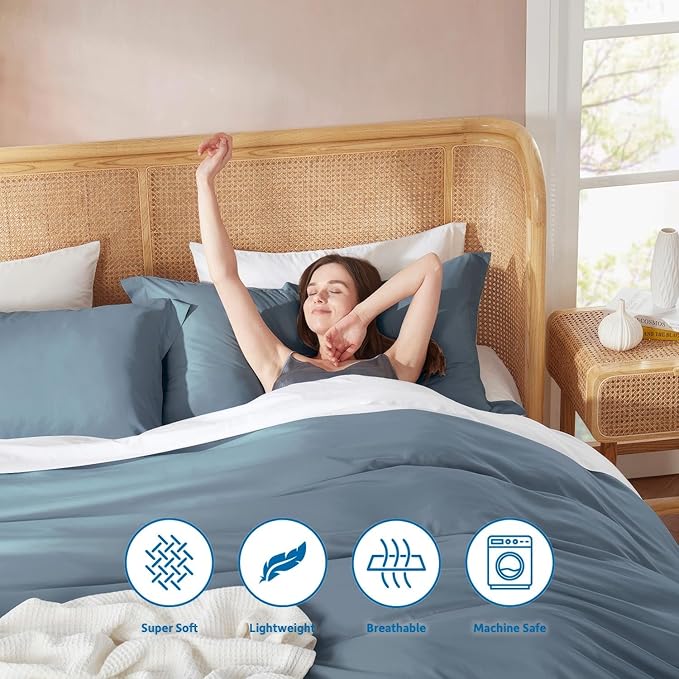 Nestl Stone Blue California King Duvet Cover Sets - Image 6