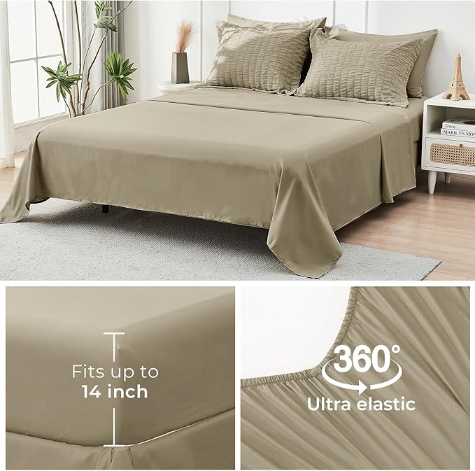 HYMOKEGE Linen Twin Comforter Set Seersucker 5 Pieces, All Season Luxury Bed in - Image 7