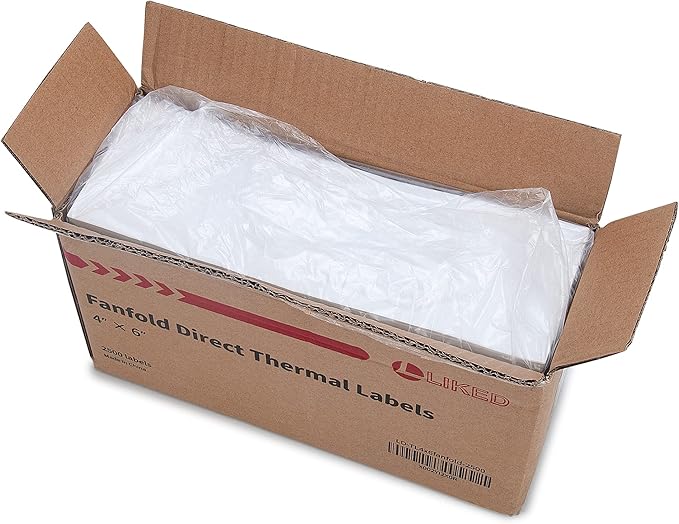 L LIKED 2500 4x6 Thermal Labels Fanfold, Direct Thermal Shipping Labels - Perforated and Strong Adhesive