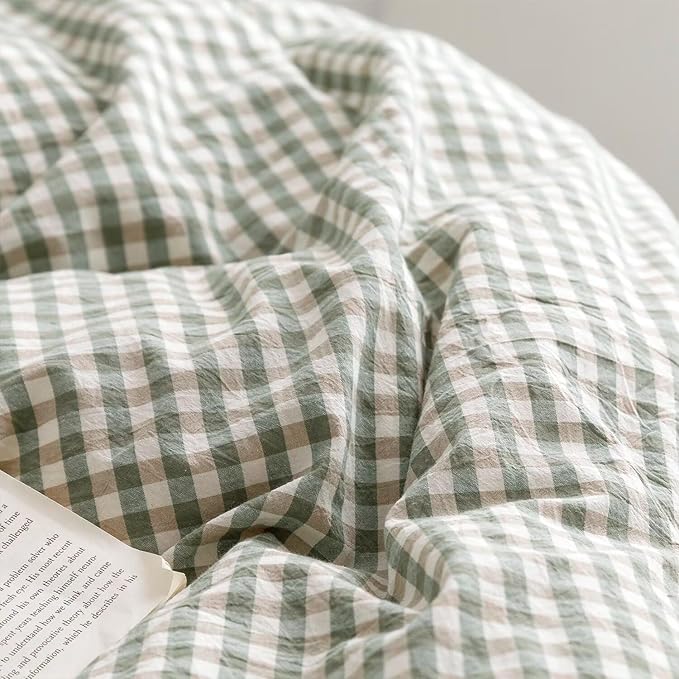 mixinni Green Ruffle Duvet Cover King Size 3 Pieces – 100% Washed Cotton - Image 8