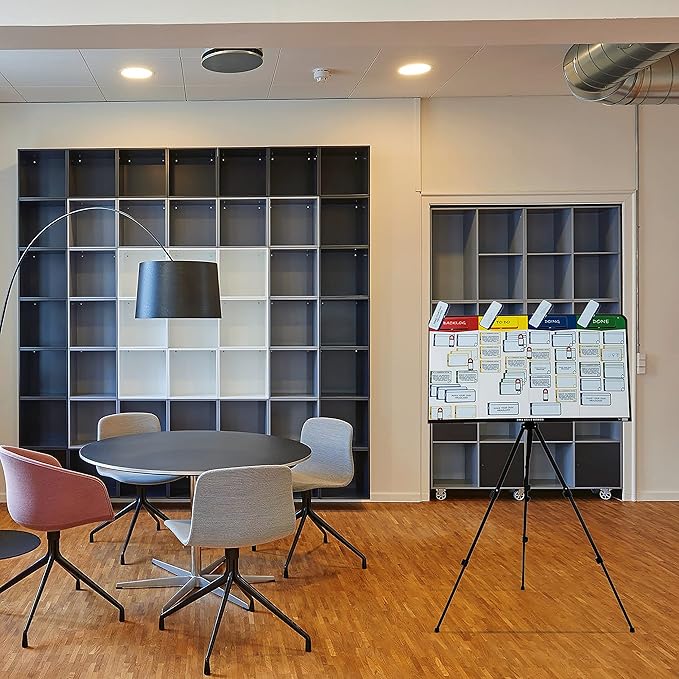 PMXBOARD Magnetic Kanban & Scrum Board – Lightweight Agile Whiteboard with Customizable Headlines | Project Planning Board for Home, Office & School | Includes Easel, Markers, Eraser & Wall Mount Kit