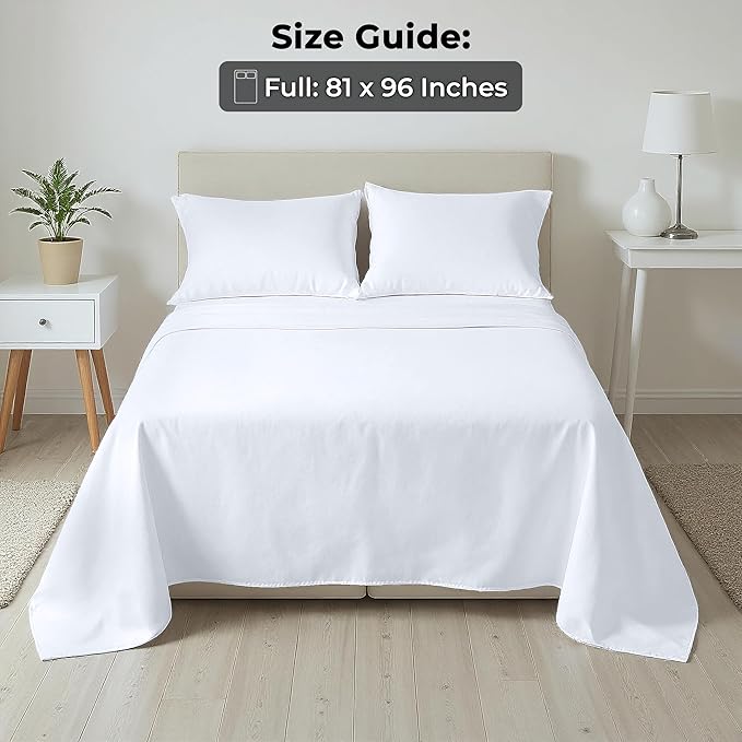 Royale Linens 100% Organic Cotton Full 2 Pack Flat Sheet Only - Image 3