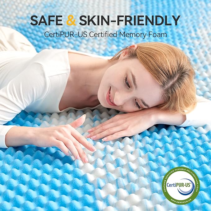 SINWEEK 2 Inch Egg Crate Memory Foam Mattress Topper Twin Size, Soft Mattress - Image 4