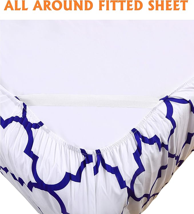 Elegant Comfort Luxury Soft Bed Sheets Quatrefoil Pattern - Image 5