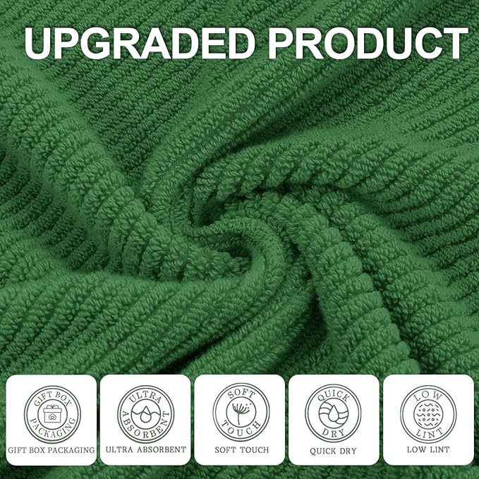 VOOVA & MOVAS Hunter Green Bath Towels, Bath Towels Set of 4, Large 30"x56" - Image 2