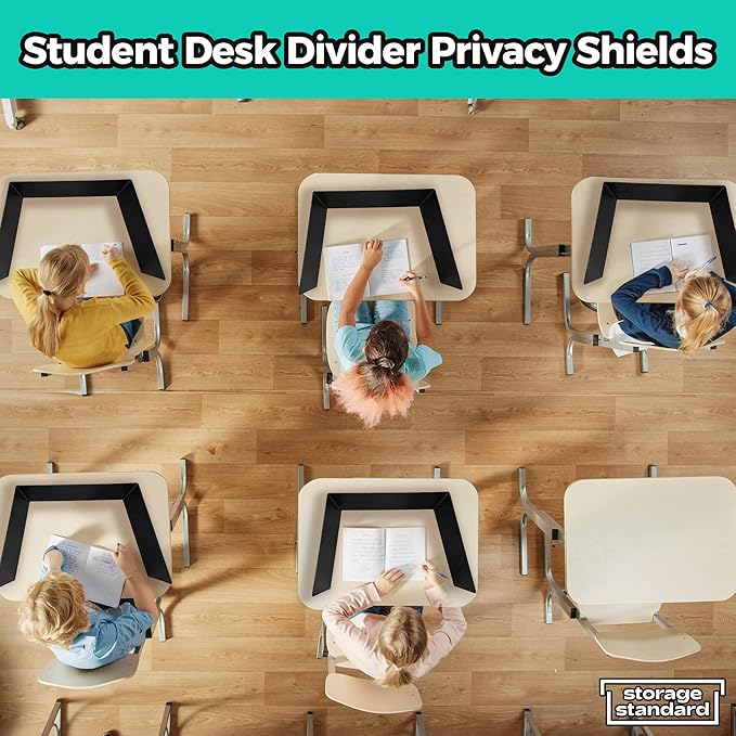 22-Pack Desk Dividers for Students - Durable & Waterproof Plastic Study Carrel Divider, Classroom Folders Teacher Supplies, Easy-to-Clean Plastic Privacy Shield Folder Boards for Student Desks, Black