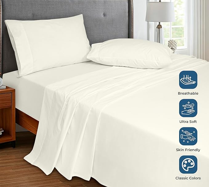 Royale Linens 100% Organic Cotton Twin Flat Sheet Only - Image 4