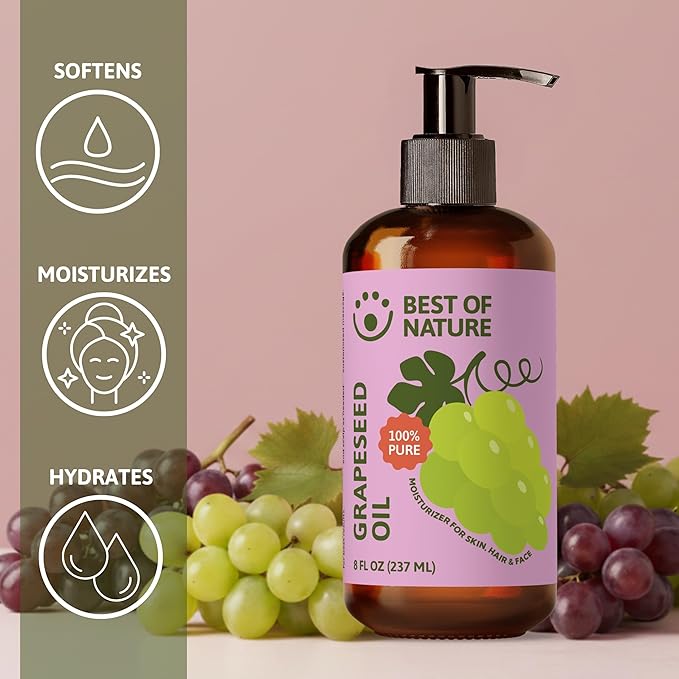 Best of Nature 100% Pure Grapeseed Massage & Body Oil, Unscented Lightweight - Image 13
