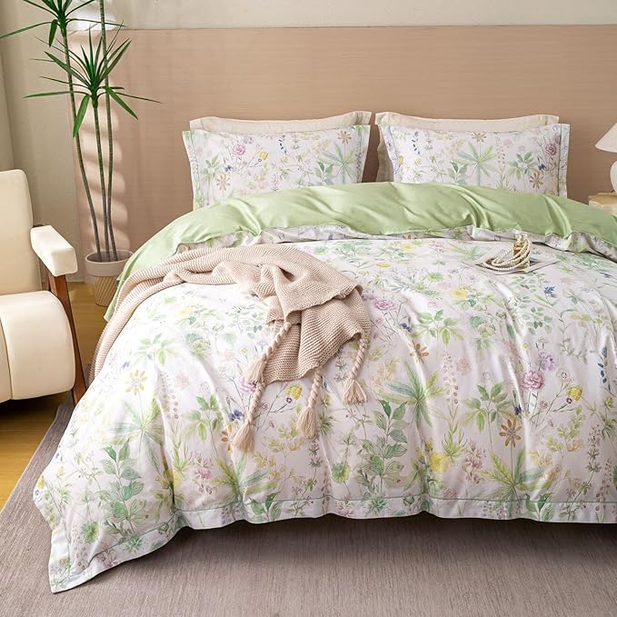 OAITE Duvet Cover Set Twin Size Floral Pattern Ultra Soft 100% Cotton Duvet - Image 2