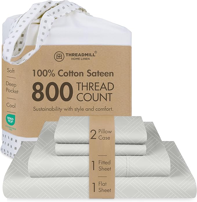 Threadmill King Size Sheets for King Mattress | 800 Thread Count Jacquard by ThreadmillHomeLinen