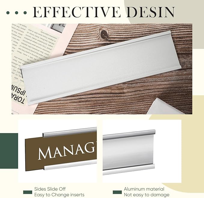 36 Pack Leifide Name Plates for Doors, 2 x 8 Inches Aluminum Office Name Plate Holder for Wall, Meeting Room, Office, Business Department, Desk, Warning Area
