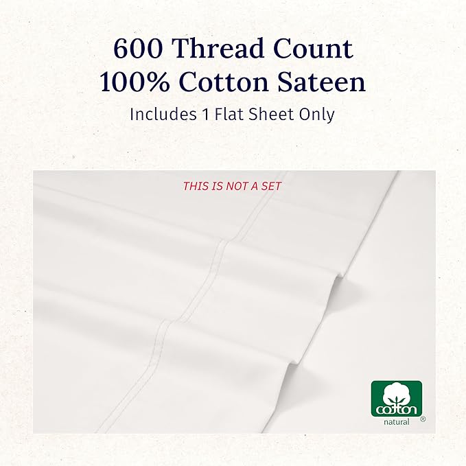 California Design Den Luxury Queen Size Flat Sheet Only - Image 5