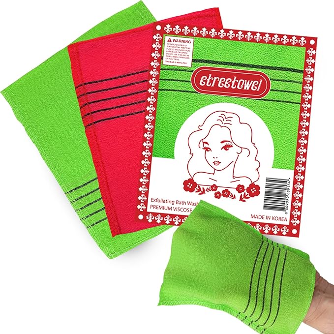 etreetowel Anti-Shrink Korean Asian Exfoliating Bath Washcloths Mitt Scrub - Image 8