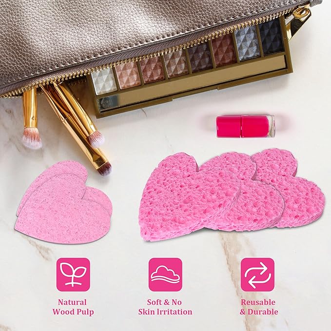 60-Count Kickleen Compressed Cellulose Heart Shape Facial Sponges | 100% - Image 5