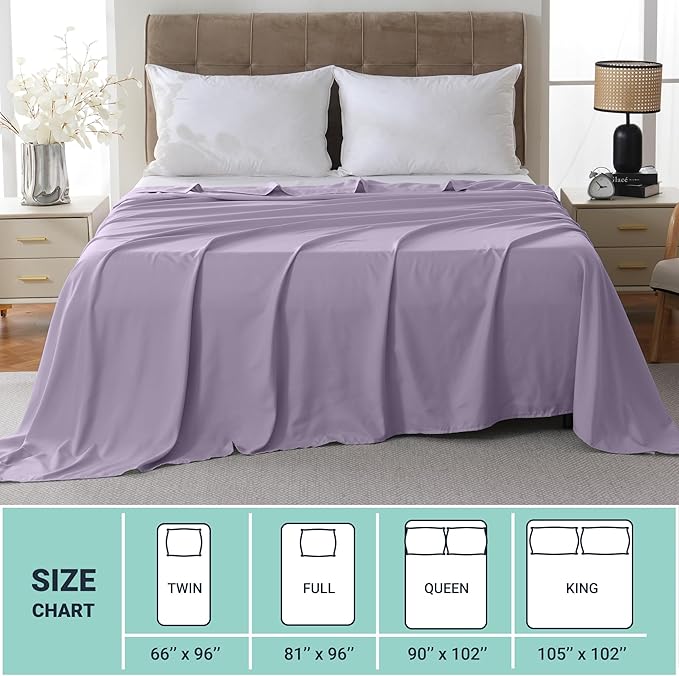 ZPECC Queen Flat Sheet Only 1 Pack, Durable Lavender Top Bed Sheets - Image 5