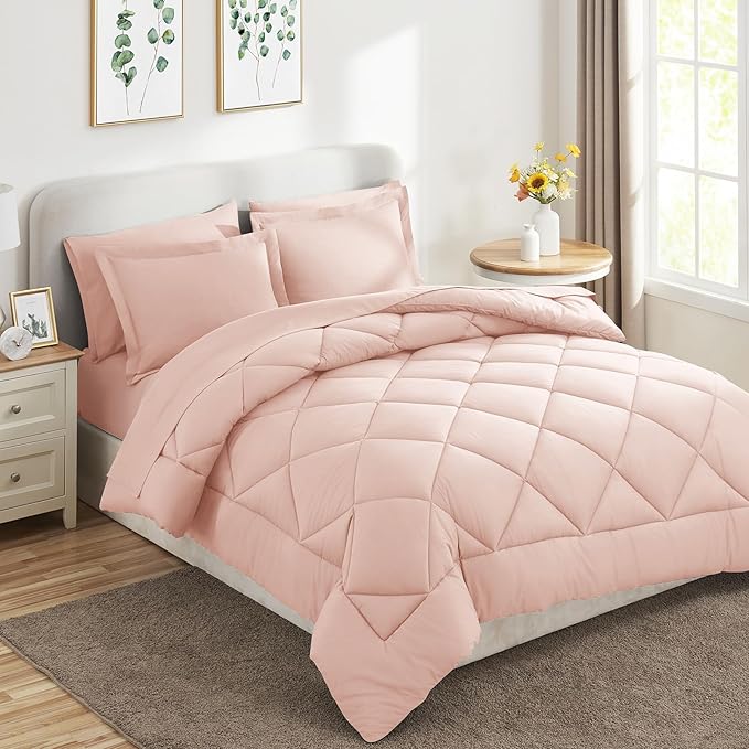 CozyLux King Size Comforter Set Blush Pink - Image 9