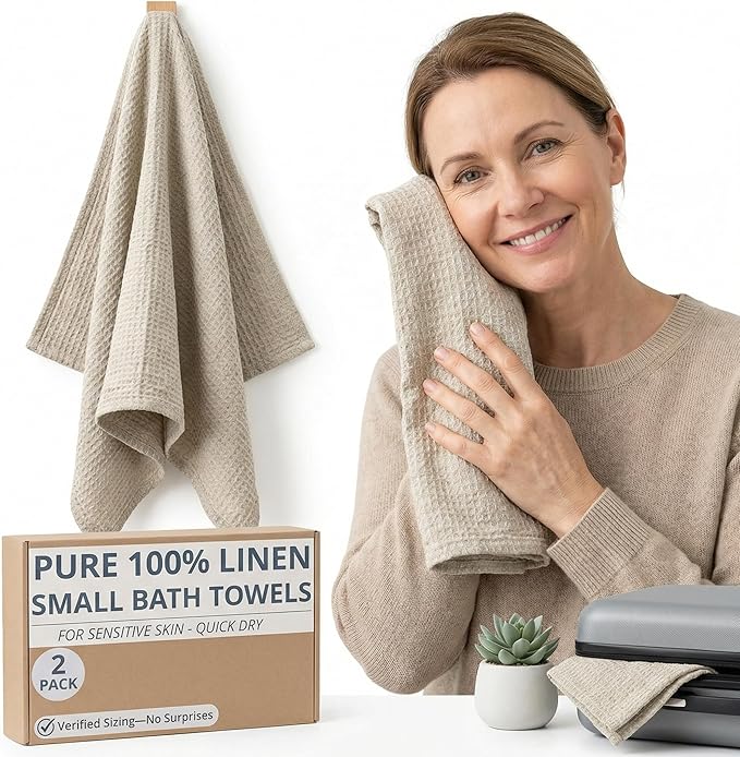 Pure Linen Small Bath Towels - Image 2
