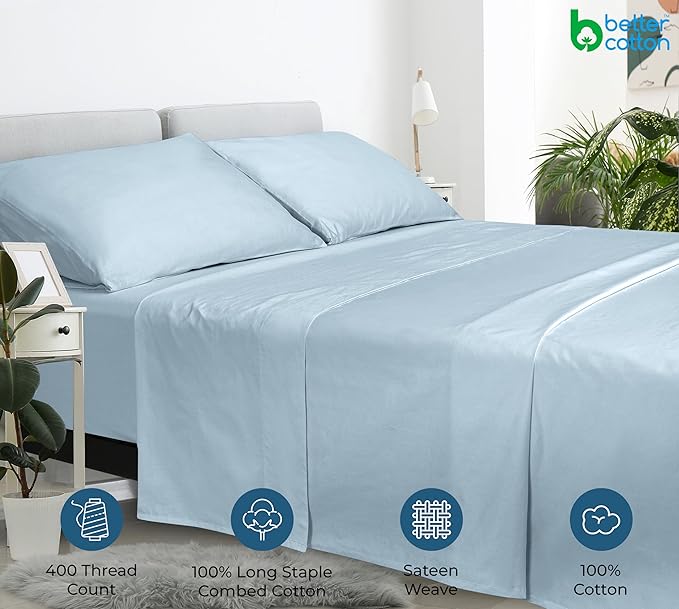 Royale Linen 400 Thread Count 100% American Grown Cotton Flat Sheet - Image 7