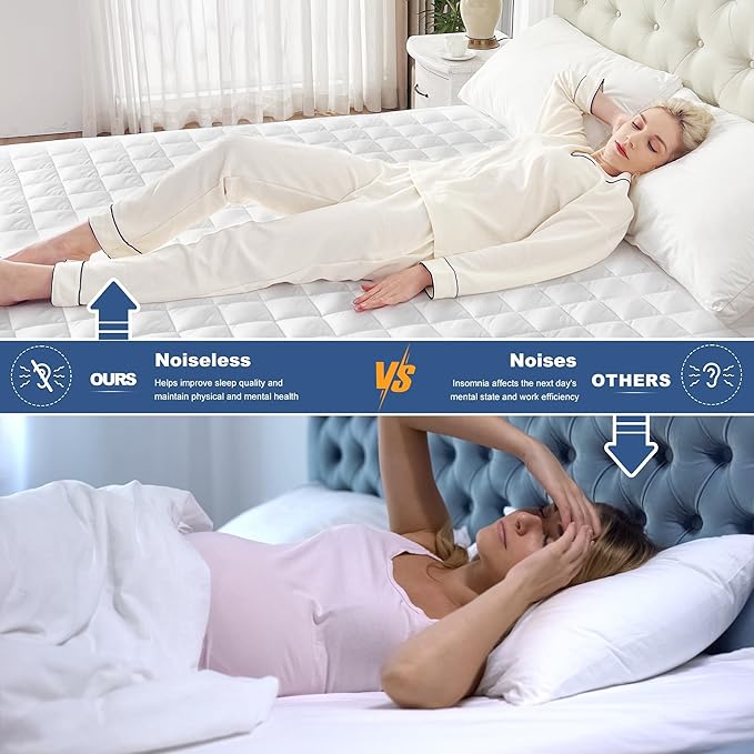 GRT Cali King Waterproof Mattress Pad, 100% Waterproof Quilted Fitted Mattress - Image 4