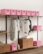 2 Pack File Storage Organizer, Filing Box, Portable File Box with Lid, Fit for Letter/Legal File Folder Storage, document organizer, New-pink